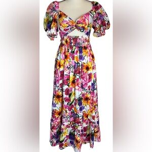 Buddy Love Floral Twist-Front Maxi Dress in Pink & Yellow